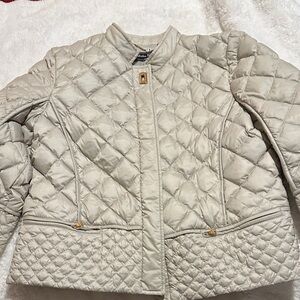 Salvatore Ferragamo Quilted Puffer Jacket in Cream